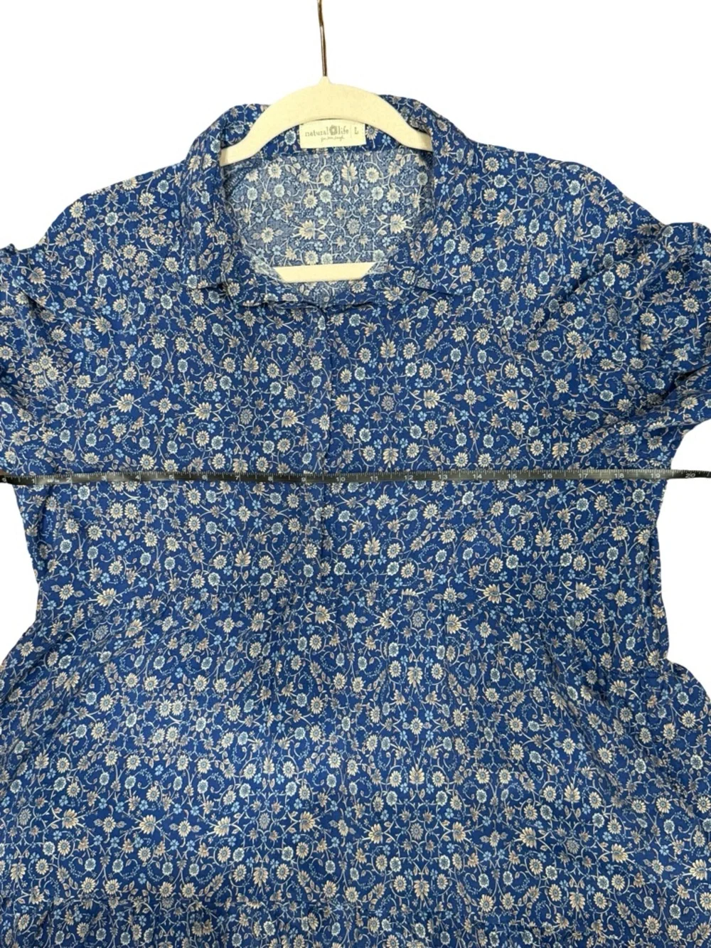 🌼 Natural Life Rebecca Midi Dress Blue Boho Cottagecore Size L - Picture 9 of 10